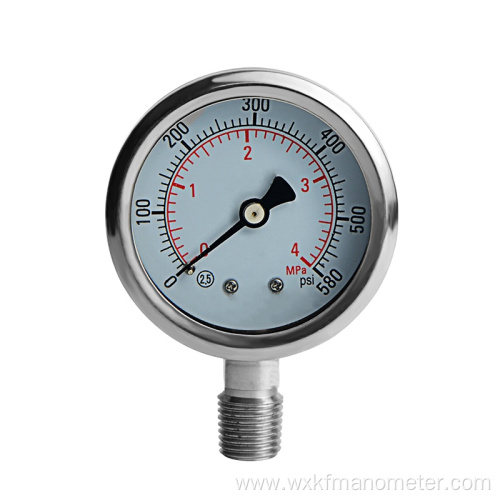 brass bottom connection glycerin filled pressure gauge